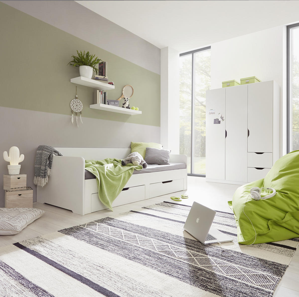 KREVET 90/180/200 cm     bela  - bela, Dizajnerski, pločasti materijal (90/180/200cm) - Xora