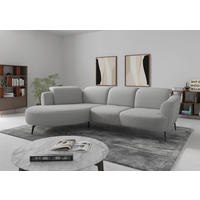 ECKSOFA in Flachgewebe Hellgrau  - Hellgrau/Schwarz, Konventionell, Textil/Metall (199/309cm) - Sit & More
