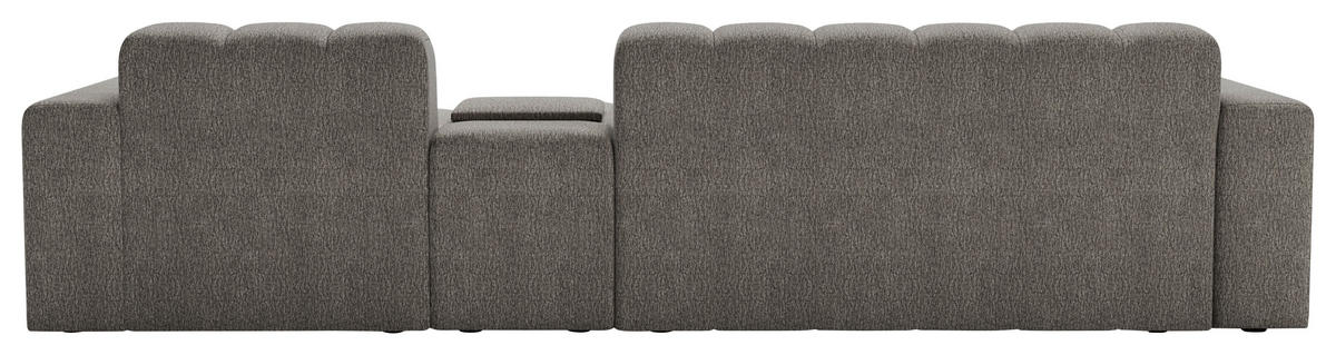 ECKSOFA Graubraun Chenille Stauraum, Getränkehalter  - Graubraun/Schwarz, MODERN, Kunststoff/Textil (299/150cm) - Milino