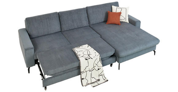 ECKSOFA in Velours, Cord Graphitfarben  - Schwarz/Graphitfarben, Design, Textil/Metall (302/180cm) - Venda