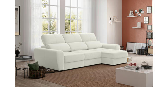 ECKSOFA  in Velours Creme  - Creme/Schwarz, KONVENTIONELL, Kunststoff/Textil (285/177cm) - Carryhome
