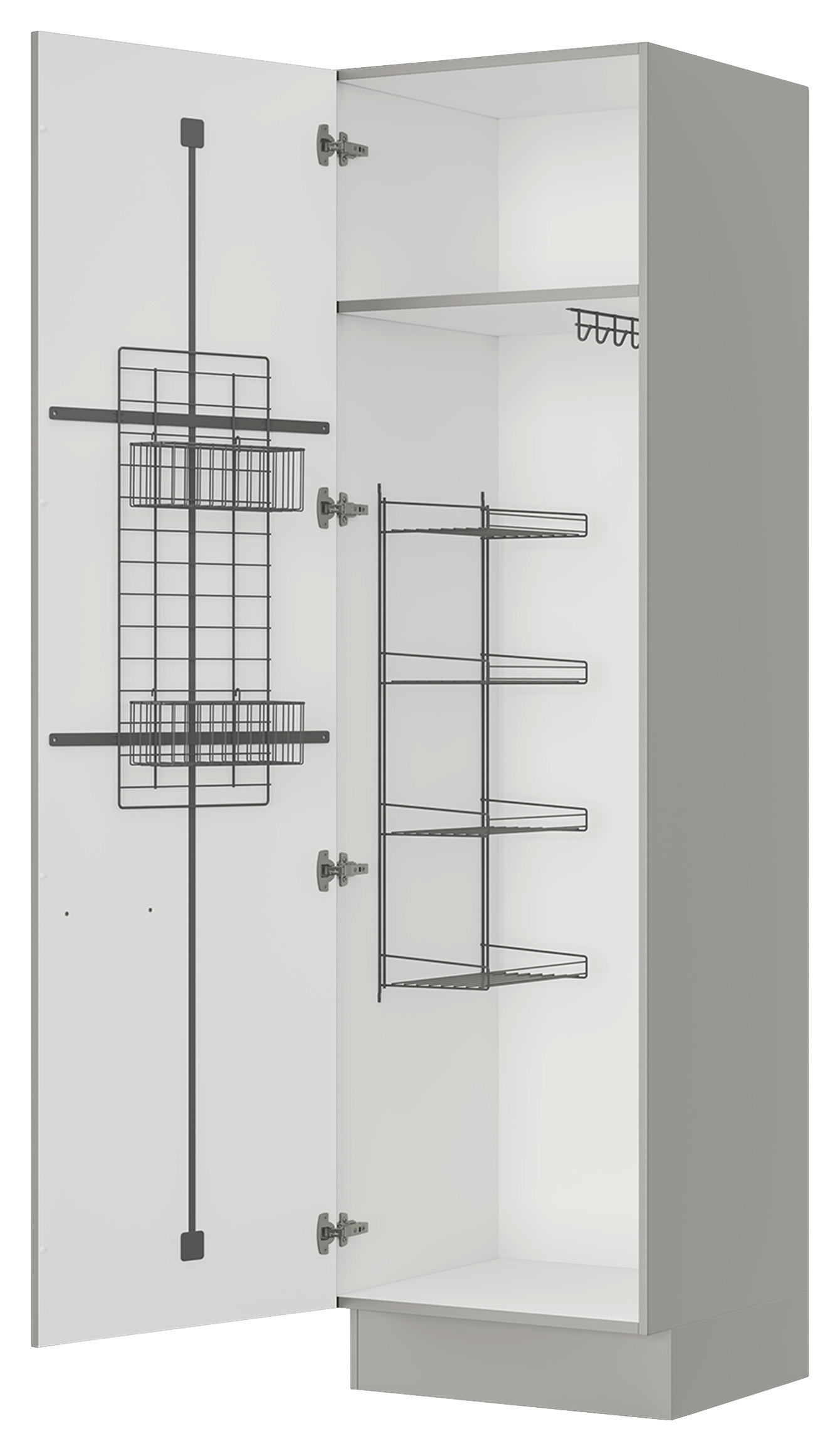 MEHRZWECKSCHRANK 60/216,6/58,2 cm  in Grau  - Edelstahlfarben/Grau, MODERN, Holzwerkstoff/Metall (60/216,6/58,2cm) - Nobilia