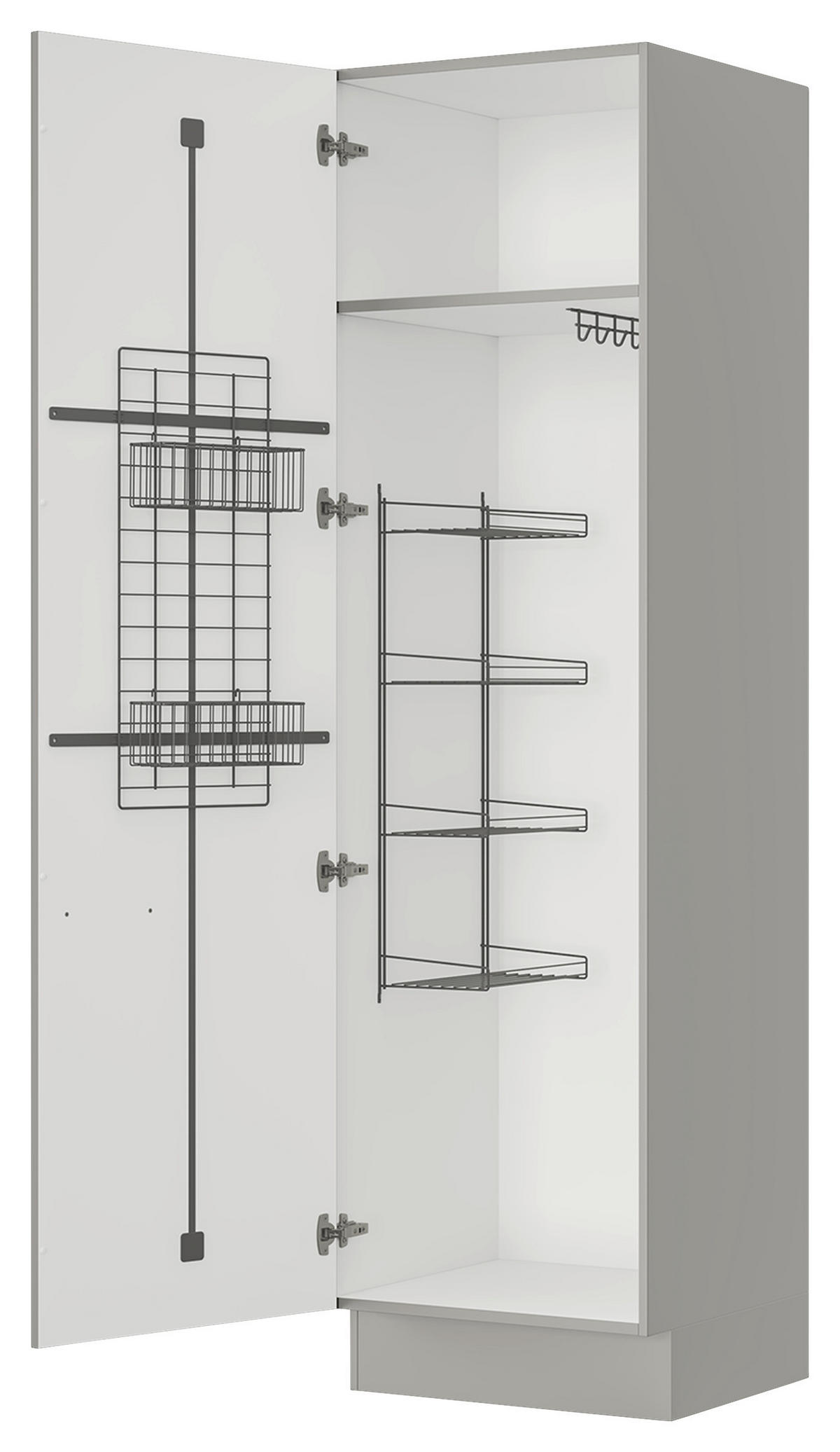 MEHRZWECKSCHRANK 60/216,6/58,2 cm  in Grau  - Edelstahlfarben/Grau, MODERN, Holzwerkstoff/Metall (60/216,6/58,2cm) - Nobilia