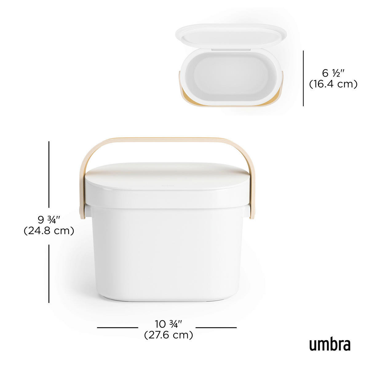KOŠARA ZA KOMPOST     - bijela/prirodne boje, Basics, drvo/plastika (17/27/20cm) - Umbra