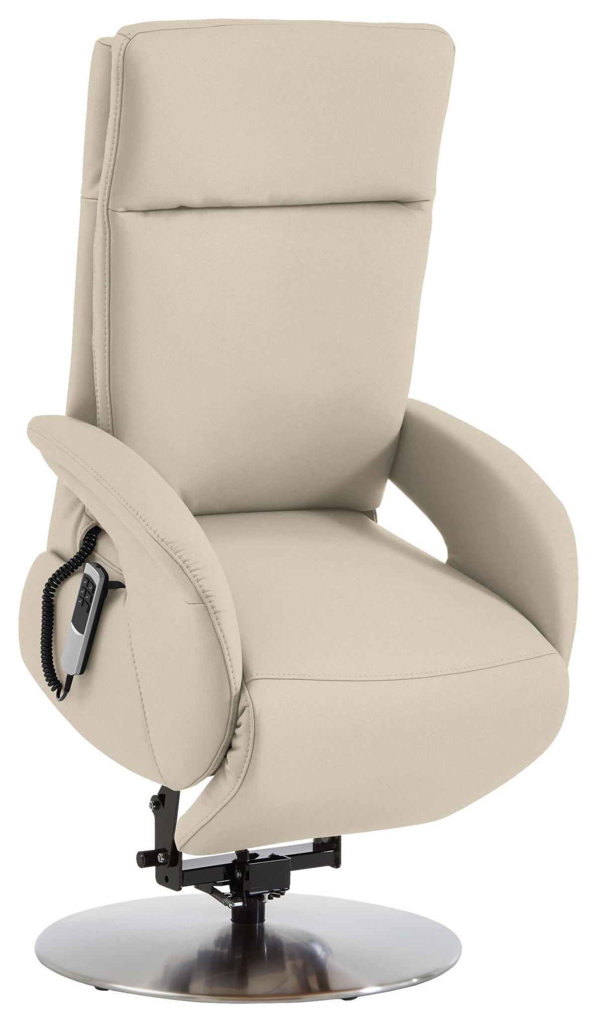 RELAXSESSEL in Leder Creme  - Edelstahlfarben/Creme, Design, Leder/Metall (70/108/80cm) - Cantus