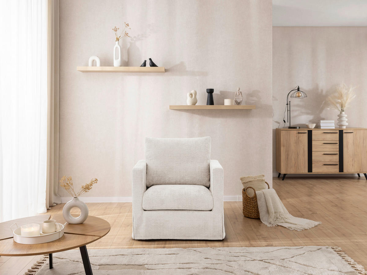 SESSELBEZUG - Creme, Design, Textil (84/89/95cm) - P & B