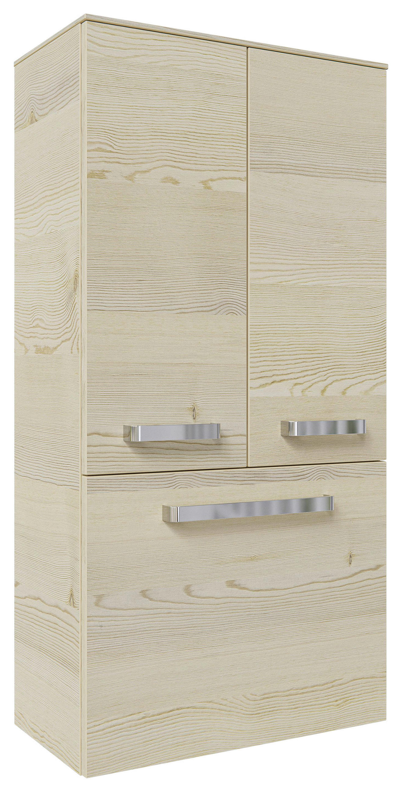 MIDISCHRANK 60/121/30,9 cm  - Chromfarben/Eichefarben, KONVENTIONELL, Glas/Holzwerkstoff (60/121/30,9cm) - Sadena