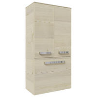 MIDISCHRANK 60/121/30,9 cm  - Chromfarben/Eichefarben, KONVENTIONELL, Glas/Holzwerkstoff (60/121/30,9cm) - Sadena
