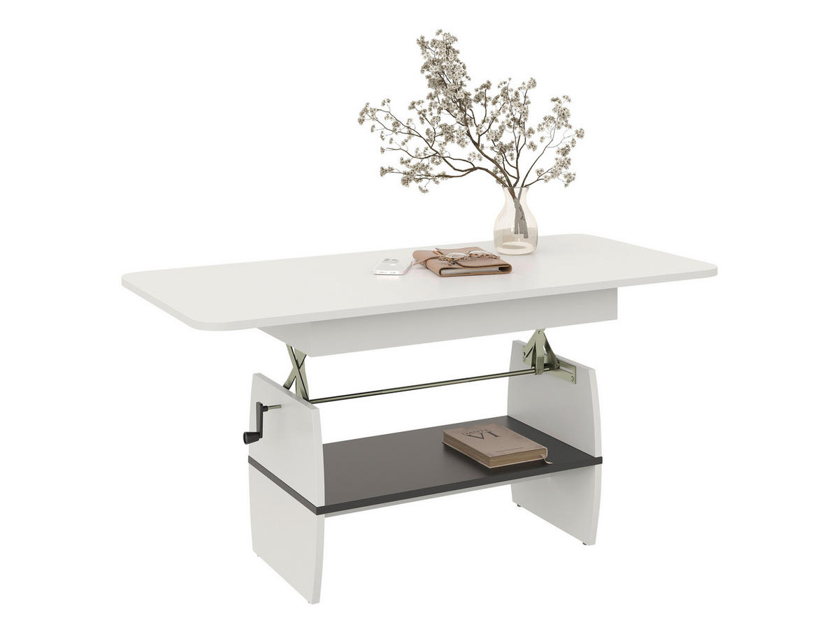 COUCHTISCH 95-125/60/51,5-61,5 cm Weiß  - Weiß, KONVENTIONELL, Holzwerkstoff (95-125/60/51,5-61,5cm) - Xora