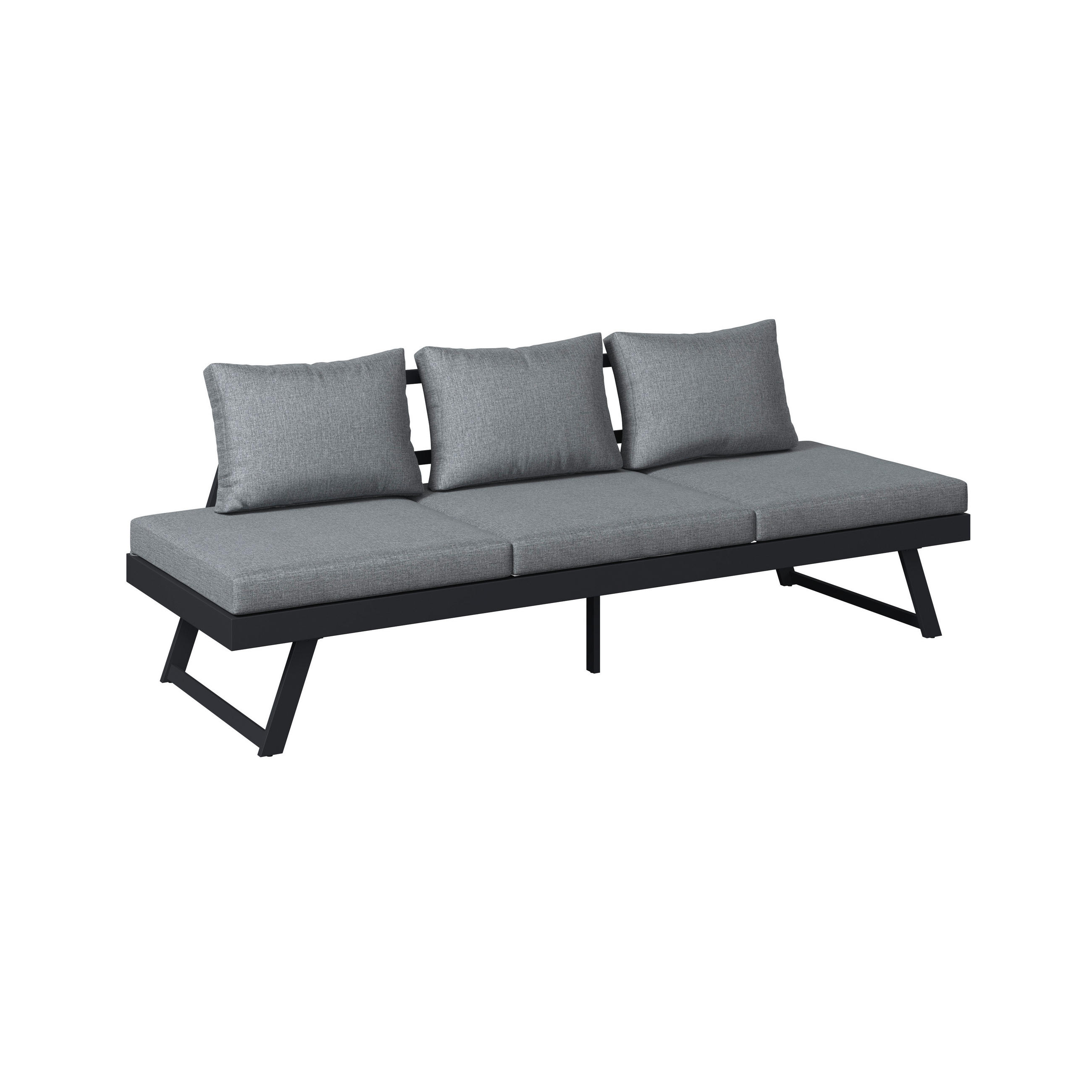 SITZBANK 204/70/69 cm Webstoff Anthrazit, Grau  - Anthrazit/Grau, Design, Textil/Metall (204/70/69cm) - Ambia Garden