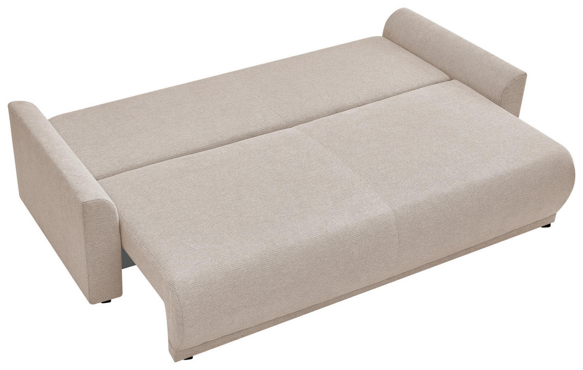 SCHLAFSOFA KIMMY Struktur Beige  inkl. Zierkissen, Rückenkissen, Bettkasten  - Beige/Schwarz, Design, Kunststoff/Textil (234/90/103cm) - P & B