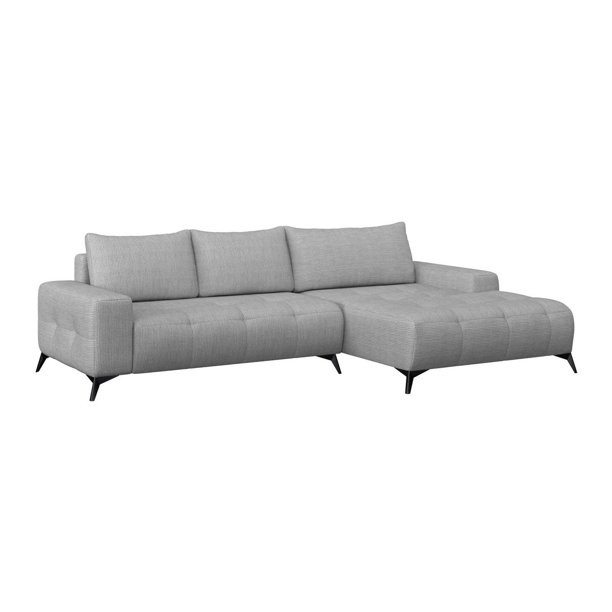 ECKSOFA MAURO Grau Flachgewebe  - Schwarz/Grau, Trend, Textil/Metall (290/175cm) - MID.YOU