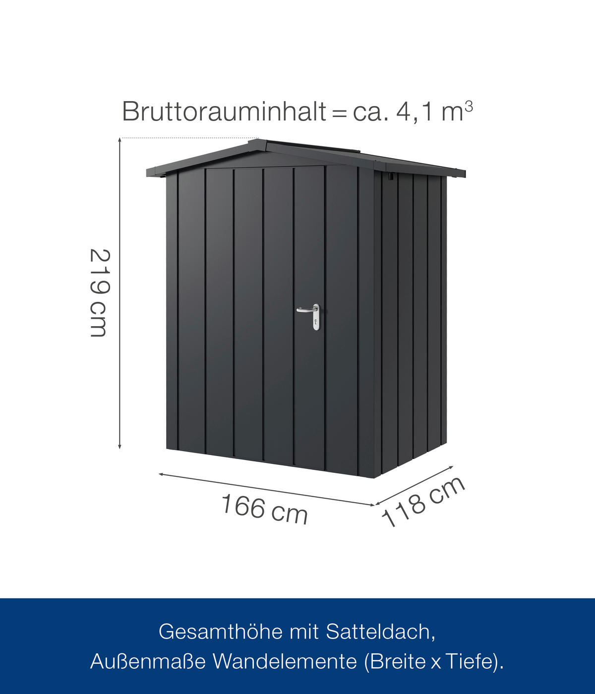 GERÄTEHAUS 189/219/133 cm  - Anthrazit, Basics, Metall (189/219/133cm)