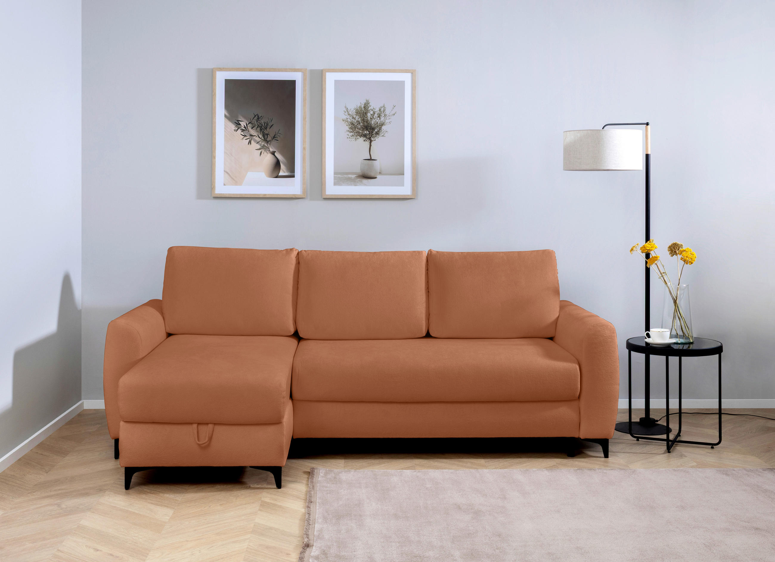 ECKSOFA Moli Rostfarben  - Rostfarben/Schwarz, Design, Textil/Metall (236/148cm) - MID.YOU