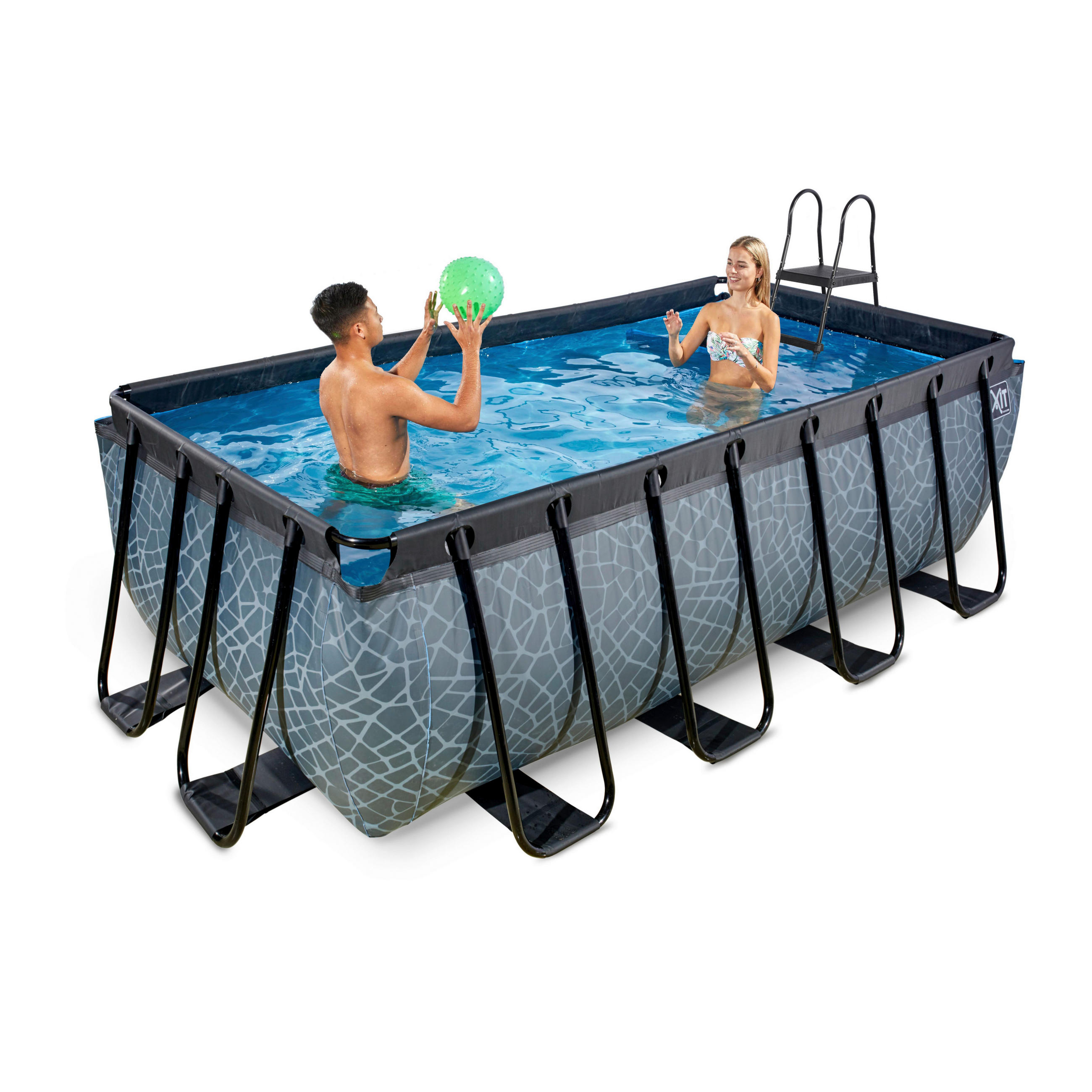 POOL Stone 400/200/122 cm  - Grau, KONVENTIONELL, Metall (400/200/122cm) - EXIT Toys
