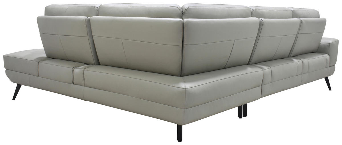 ECKSOFA Taupe Echtleder Zierkissen, Rücken echt, Kopfteilverstellung, Sitztiefenverstellung, Kopfstütze  - Taupe/Schwarz, Design, Leder/Metall (276/225cm) - Celina Home