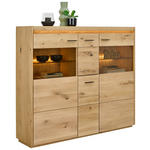 HIGHBOARD Eichefarben  153,8/133,5/37 cm  - Eichefarben/Schwarz, Natur, Glas/Holz (153,8/133,5/37cm) - Linea Natura