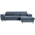 ECKSOFA in Webstoff Blau  - Blau/Silberfarben, Design, Textil/Metall (250/167cm) - Xora