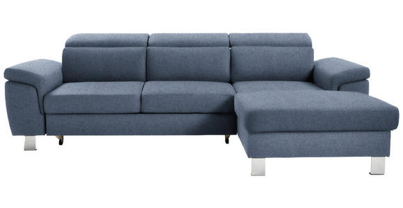 ECKSOFA in Webstoff Blau  - Blau/Silberfarben, Design, Textil/Metall (250/167cm) - Xora