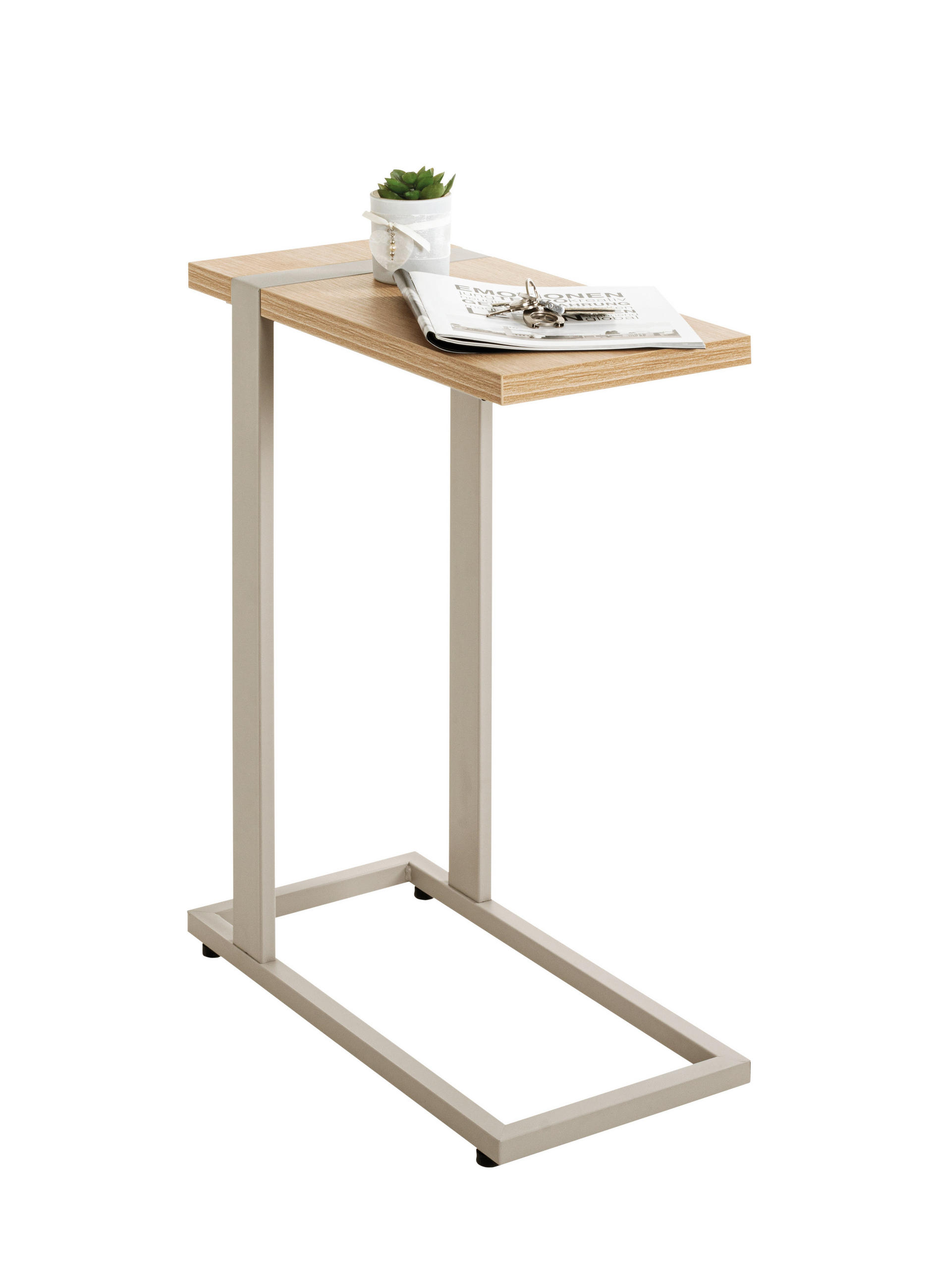 BEISTELLTISCH 49/24/64 cm Grau, Eichefarben rechteckig  - Eichefarben/Grau, Design, Holzwerkstoff/Metall (49/24/64cm)