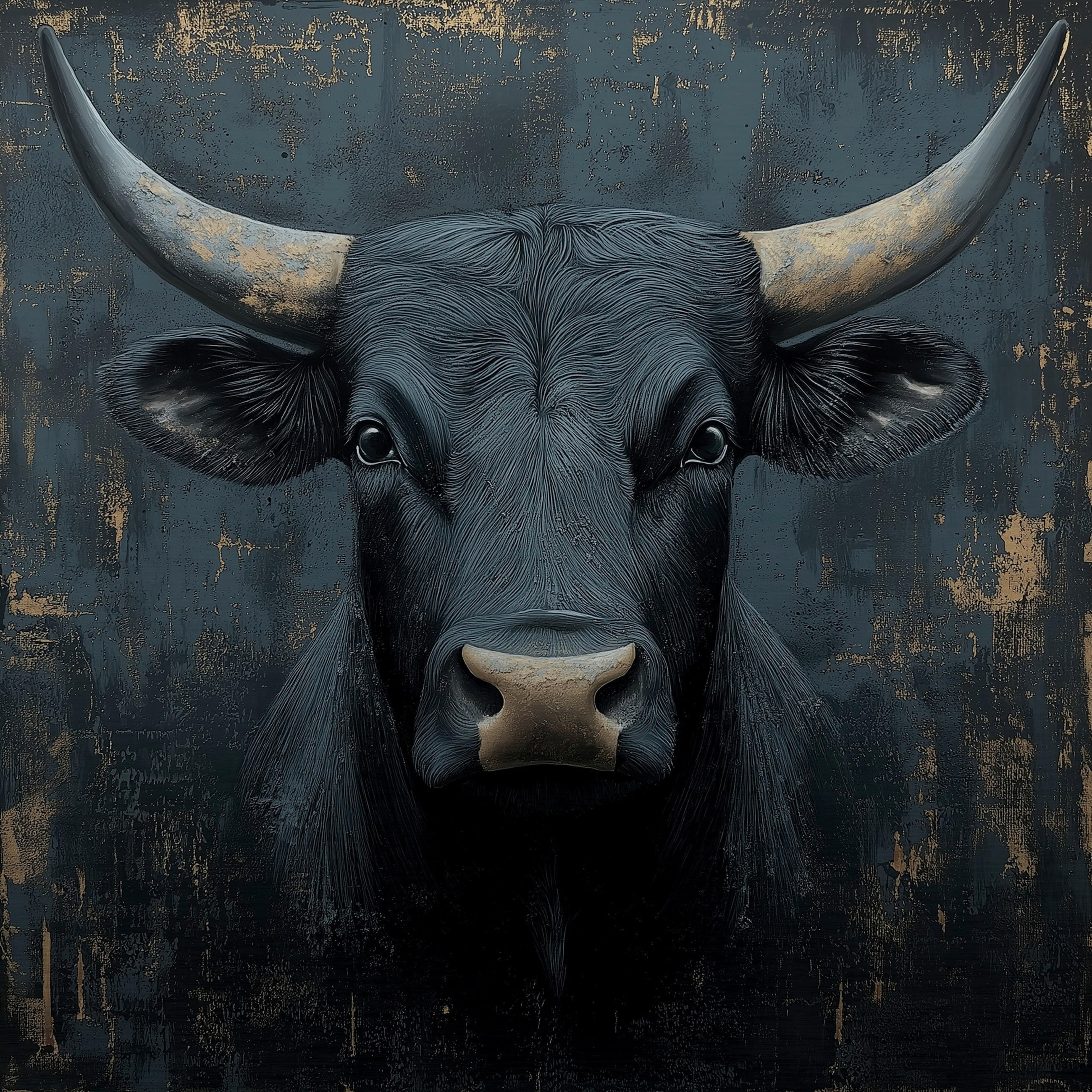 Euroart Metallbild Black Bull IV Mehrfarbig 80x80x2 cm