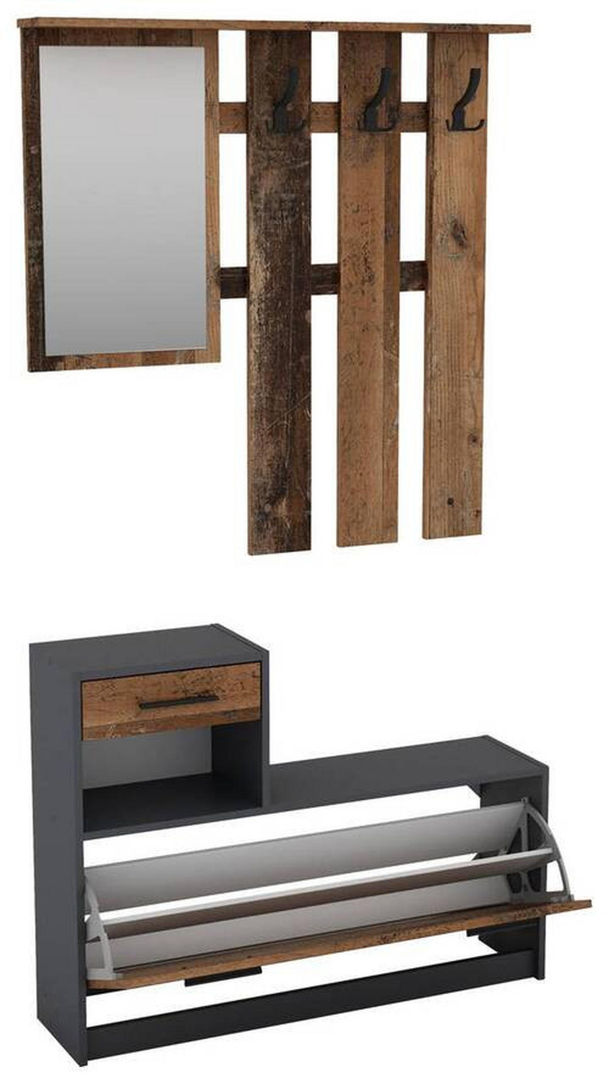 GARDEROBE  in 97/190/25 cm  - Anthrazit/Dunkelbraun, MODERN, Glas/Holzwerkstoff (97/190/25cm) - MID.YOU