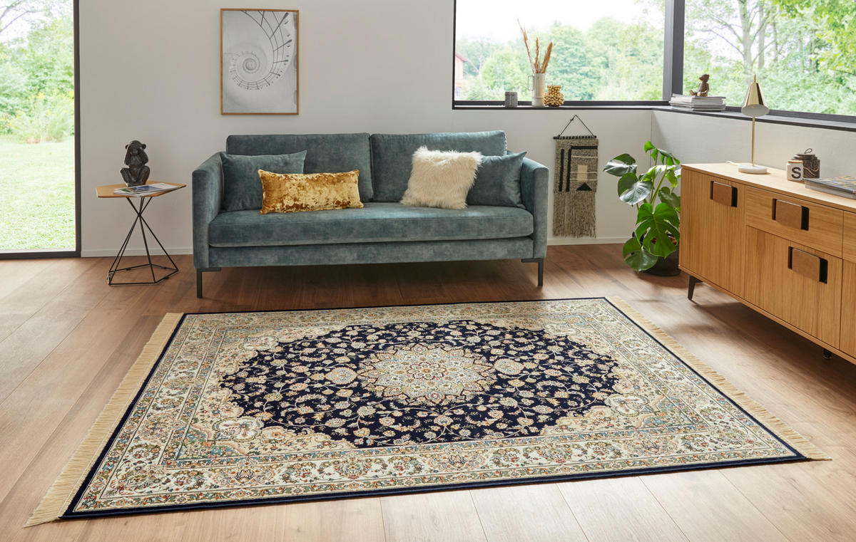 VINTAGE-TEPPICH 160/230 cm Naveh Creme, Dunkelblau  - Creme/Dunkelblau, Basics, Textil (160/230cm)