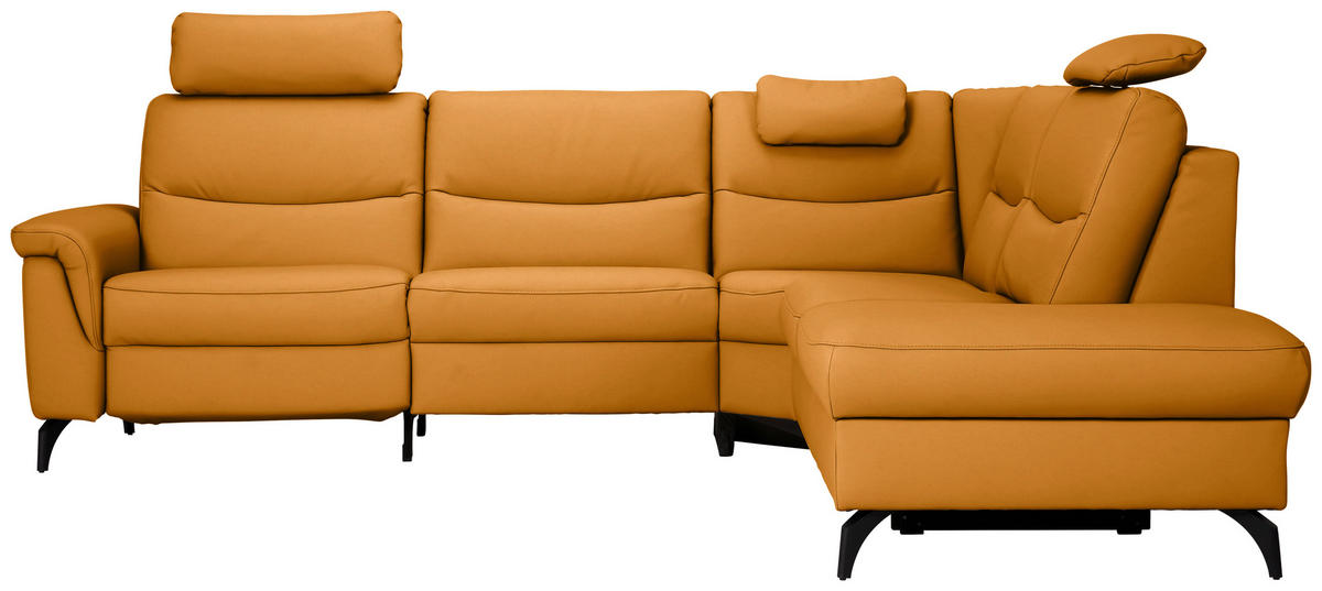 ECKSOFA in Echtleder Currygelb  280/249 cm  - Currygelb/Anthrazit, Design, Leder/Metall (280/249cm) - Himolla Komfortklass
