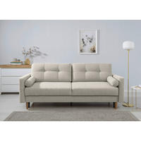 SCHLAFSOFA Noret Hellgrau Querschläfer  inkl. Rückenkissen, Armlehnenkissen, Bettkasten, Schlaffunktion  - Buchefarben/Hellgrau, Design, Holz/Textil (222/93/99cm) - MID.YOU
