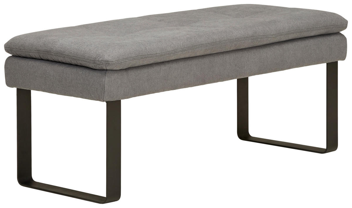 HOCKERBANK 123/53/55 cm Flachgewebe Grau Metall  - Schwarz/Grau, Design, Textil/Metall (123/53/55cm) - Novel