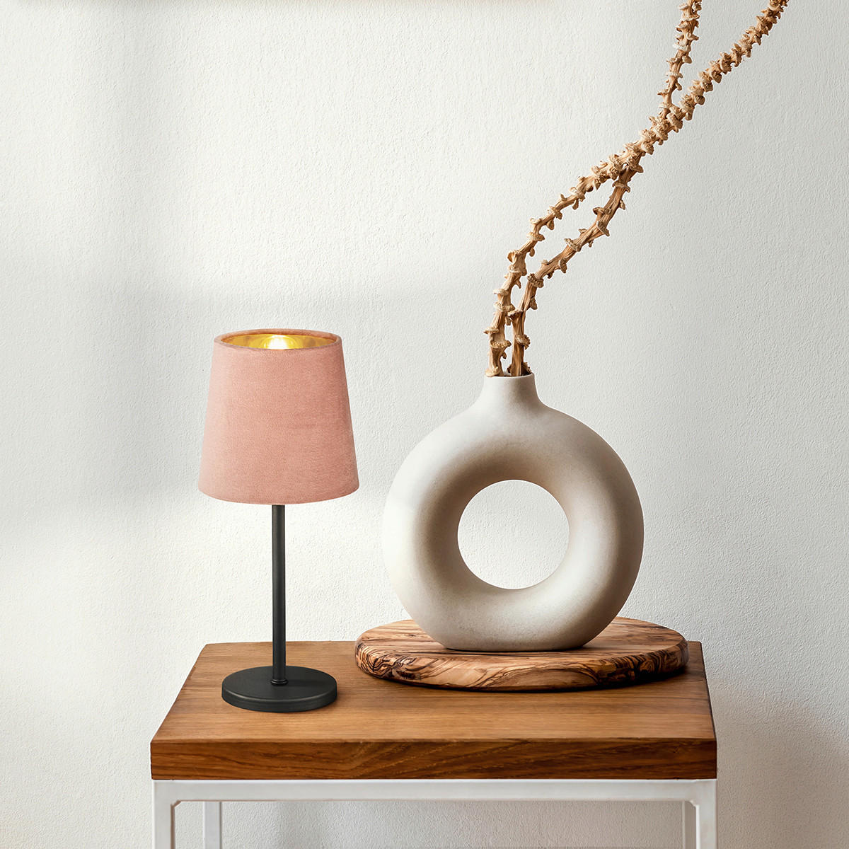 NAMIZNA SVETILKA        14/30 cm       - roza/črna, Basics, kovina/tekstil (14/30cm)