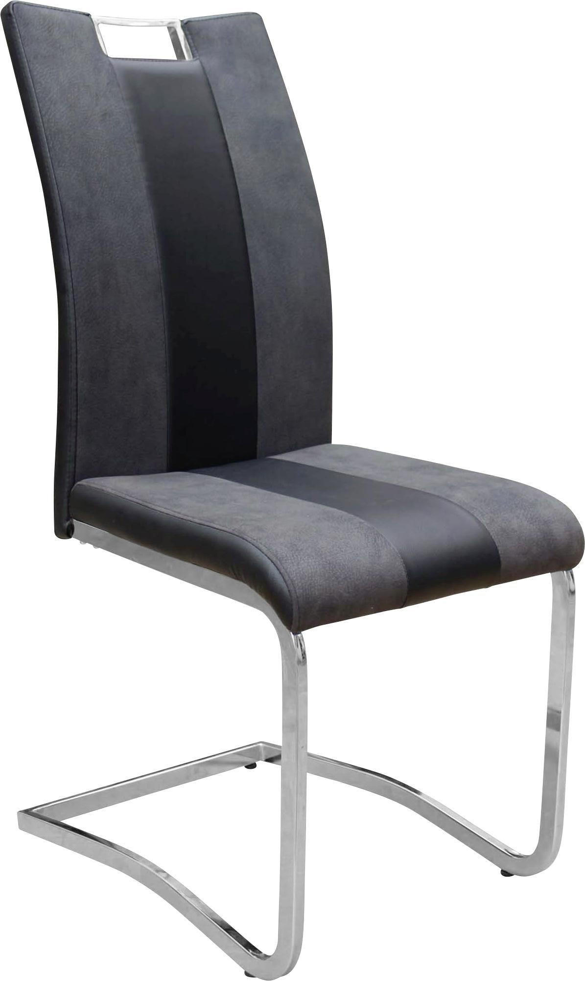 SCHWINGSTUHL  in Stahl Lederlook, Mikrofaser  - Chromfarben/Grau, Design, Textil/Metall (42,50/99,50/56cm) - Carryhome