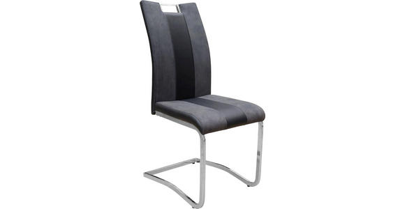 SCHWINGSTUHL in Stahl Lederlook, Mikrofaser - Chromfarben/Grau, Design, Textil/Metall (42,50/99,50/56cm) - Carryhome