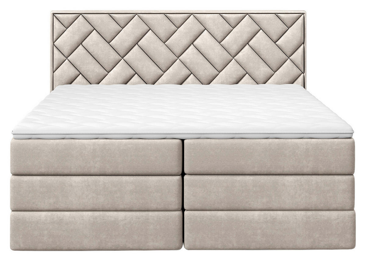 BOXSPRINGBETT 140/200 cm  in Beige  - Beige/Schwarz, Modern, Holzwerkstoff/Kunststoff (140/200cm) - MID.YOU