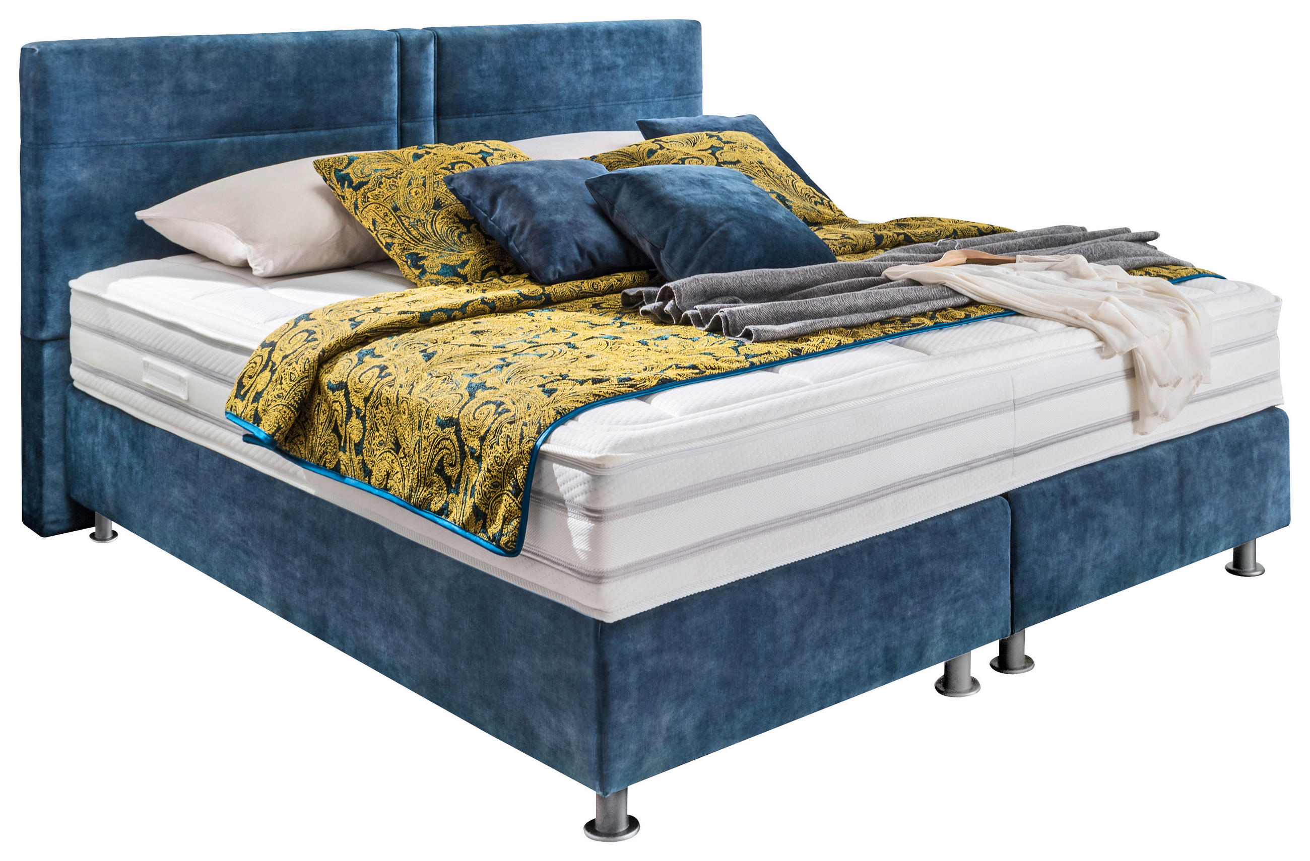 BOXSPRINGBETT 180/200 cm  in Petrol  - Petrol/Schwarz, Design, Textil/Metall (180/200cm) - Beldomo - Sleep
