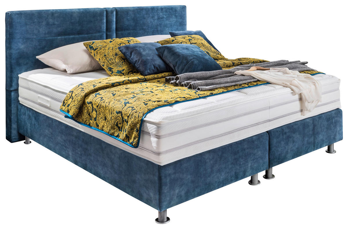 BOXSPRINGBETT 180/200 cm  in Petrol  - Petrol/Schwarz, Design, Textil/Metall (180/200cm) - Beldomo - Sleep