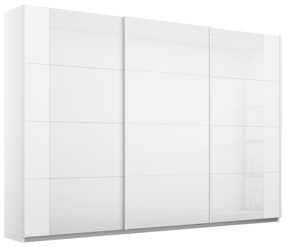 SCHWEBETÜRENSCHRANK in Weiss, Weiss Hochglanz  - Weiss Hochglanz/Weiss, Modern, Glas/Holzwerkstoff (271/210/62cm) - Rauch Möbel