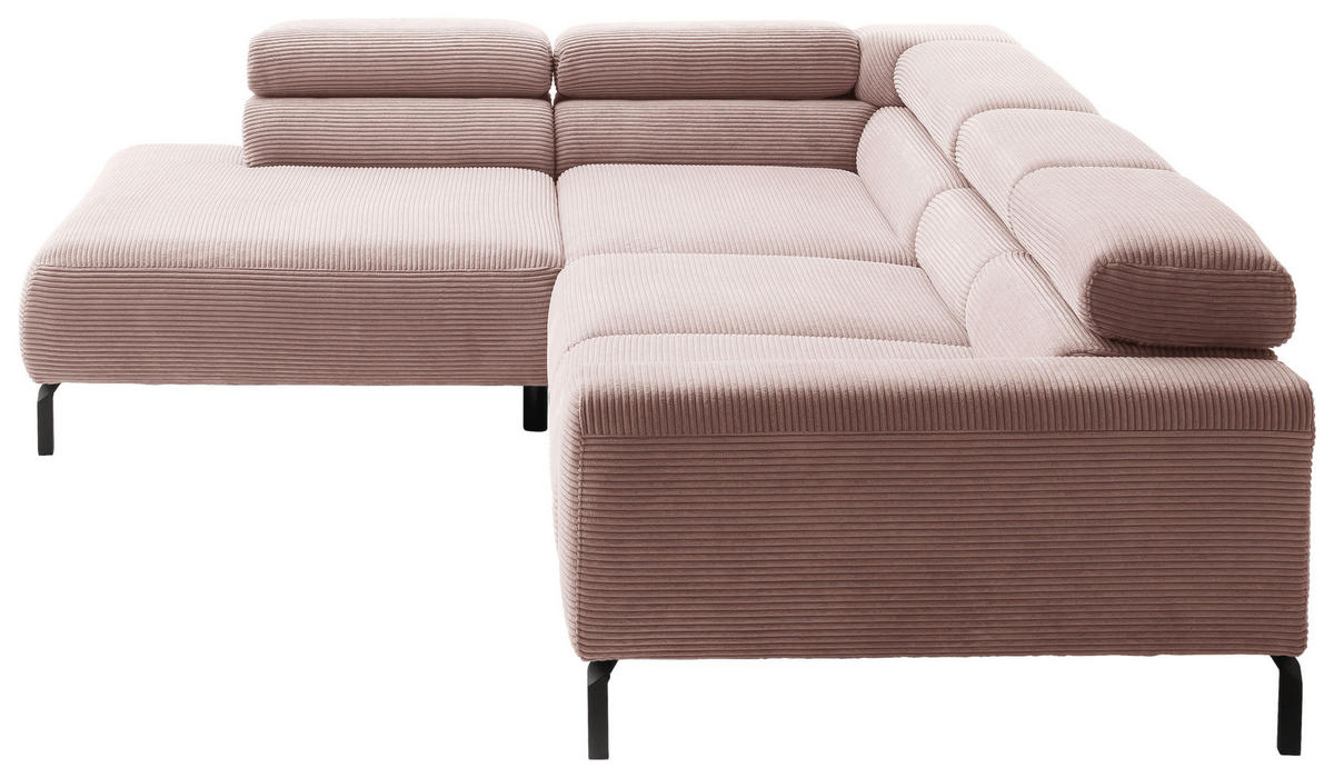 ECKSOFA inkl. Funktion in Cord Rosa  - Schwarz/Rosa, Modern, Textil/Metall (219/309cm) - Pure Home Lifestyle
