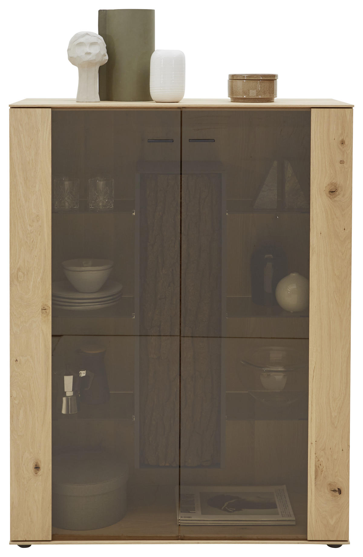 HIGHBOARD Eichefarben  106/138/44 cm  - Eichefarben, Natur, Glas/Holz (106/138/44cm) - Valnatura