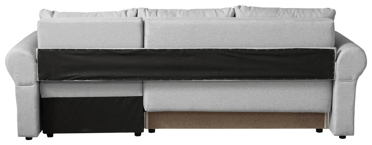 ECKSOFA in Flachgewebe Hellgrau  248/143 cm  - Hellgrau/Schwarz, Design, Kunststoff/Textil (248/143cm) - P & B