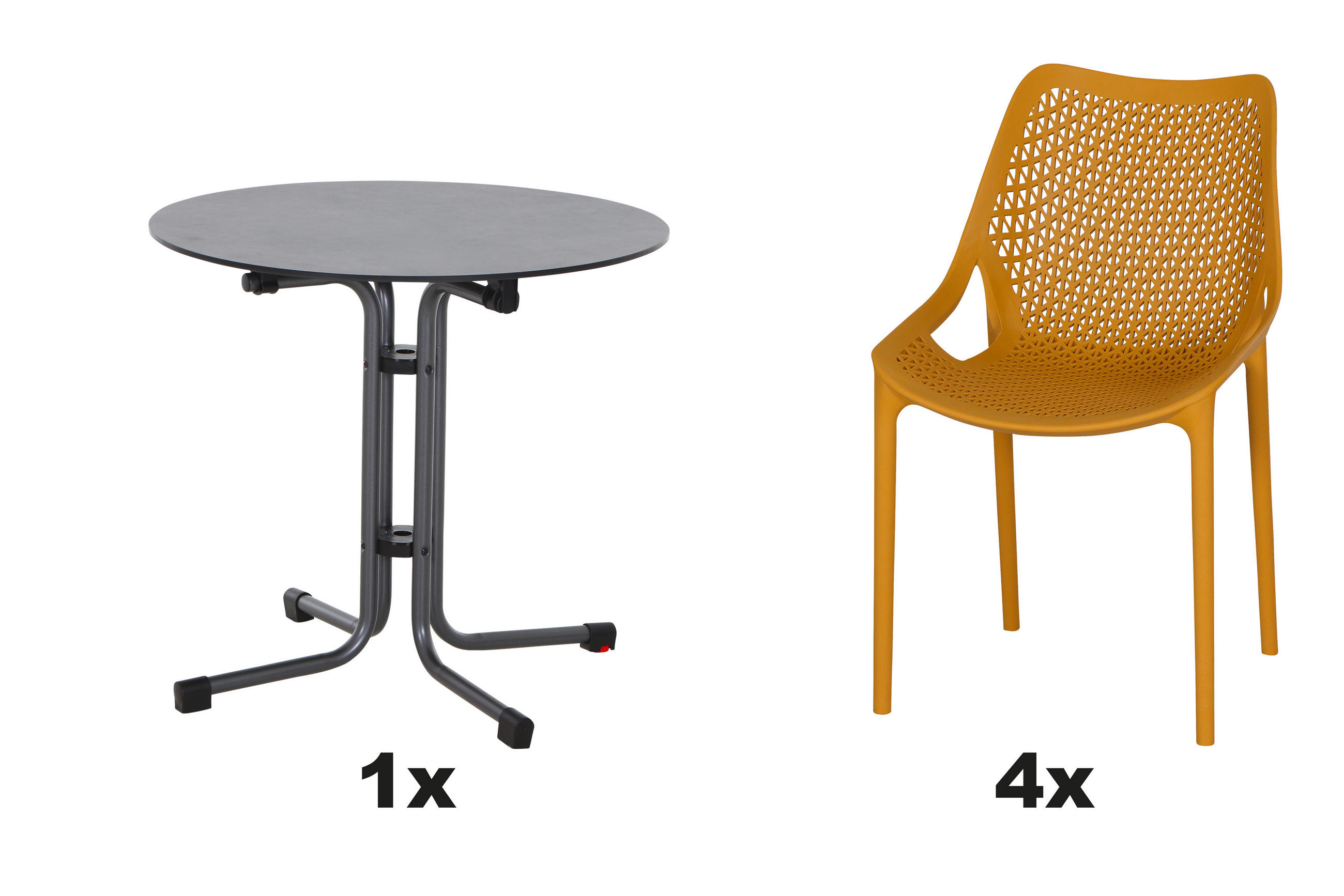 GARTENGARNITUR 5-teilig Stahl  - Anthrazit/Gelb, Basics, Kunststoff/Metall (80/81/80cm) - Siena Garden