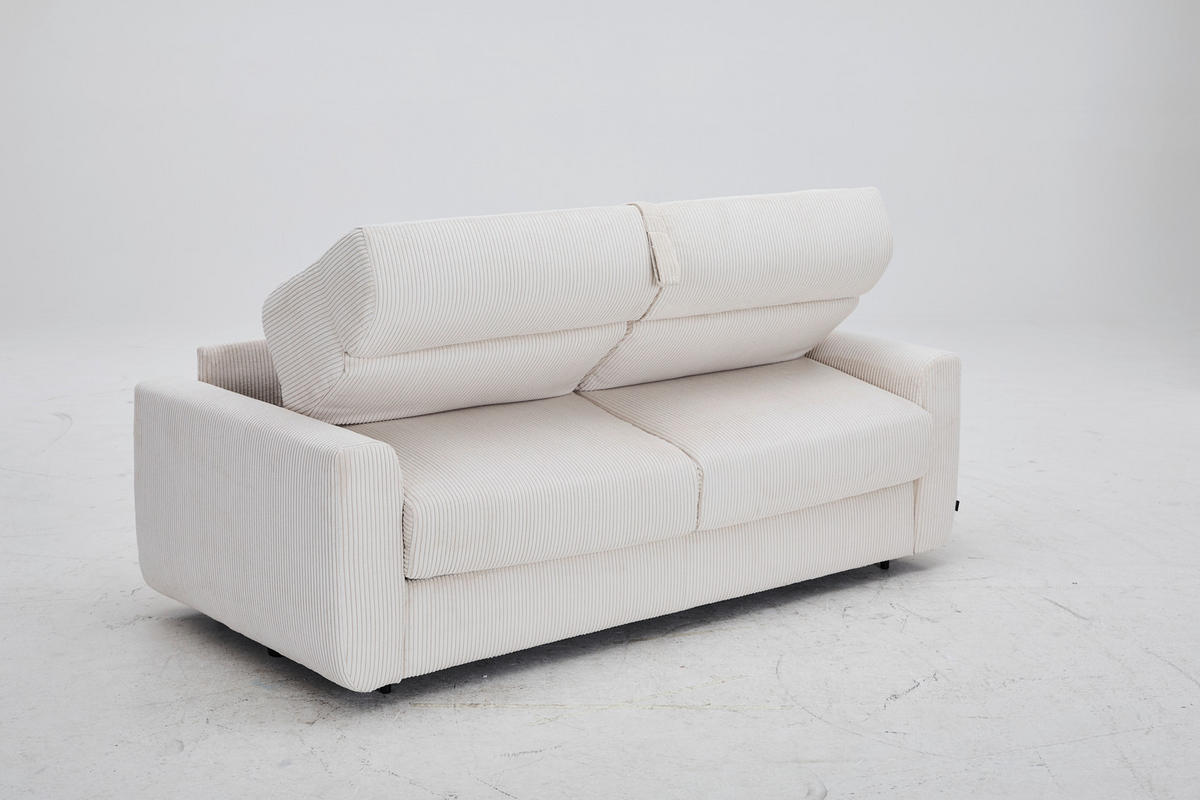 SCHLAFSOFA Cord Creme  - Creme/Schwarz, Design, Kunststoff/Textil (200/84/98cm) - Novel