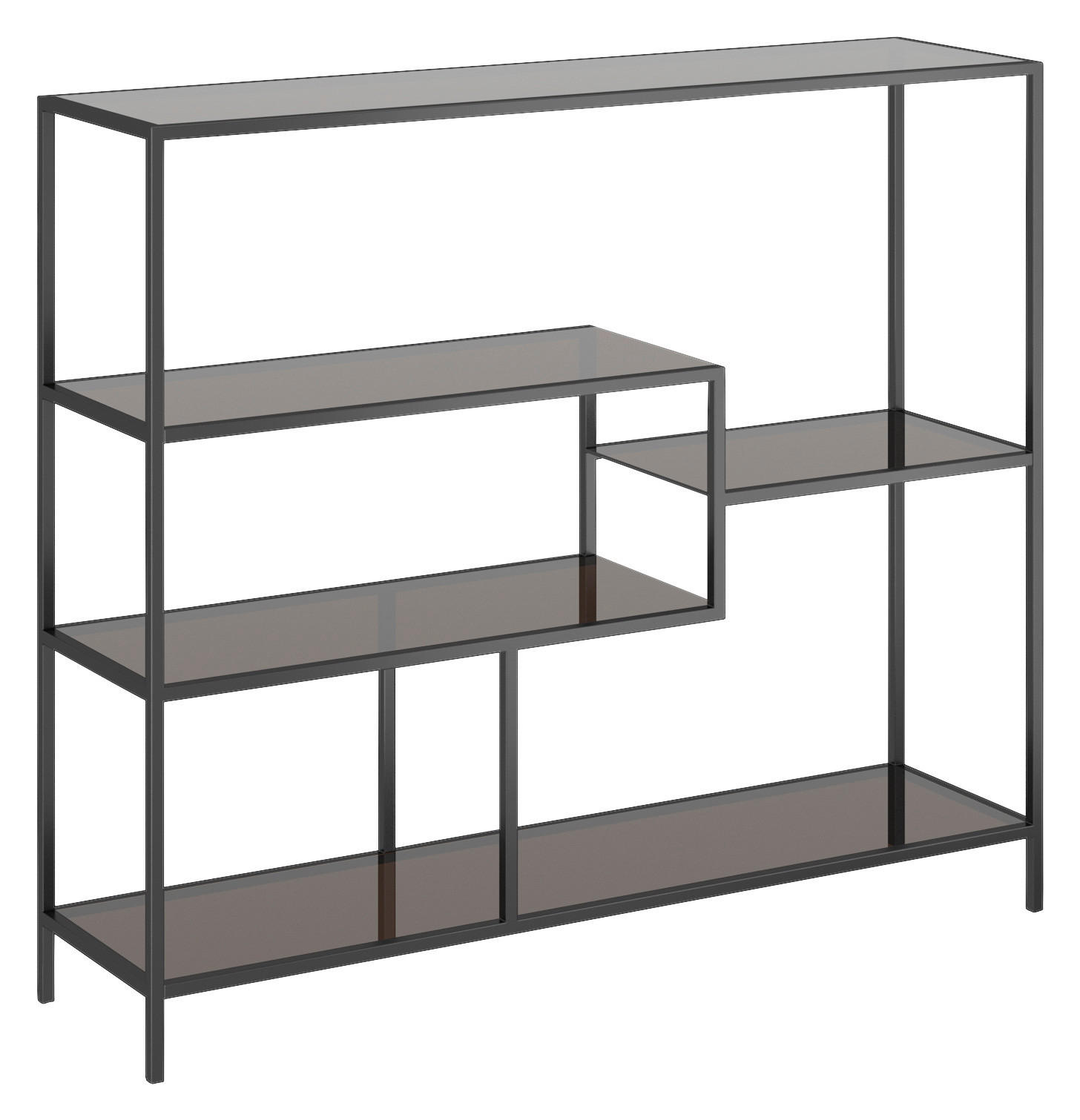 REGAL Anthrazit, Schwarz  - Anthrazit/Schwarz, Design, Glas/Metall (115/100/30cm) - Kare-Design