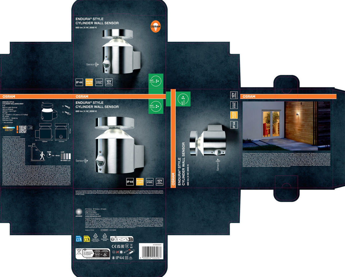 LED-AUßENLEUCHTE 15/10,1/13,7 cm   - Edelstahlfarben, Basics, Kunststoff/Metall (15/10,1/13,7cm) - Osram