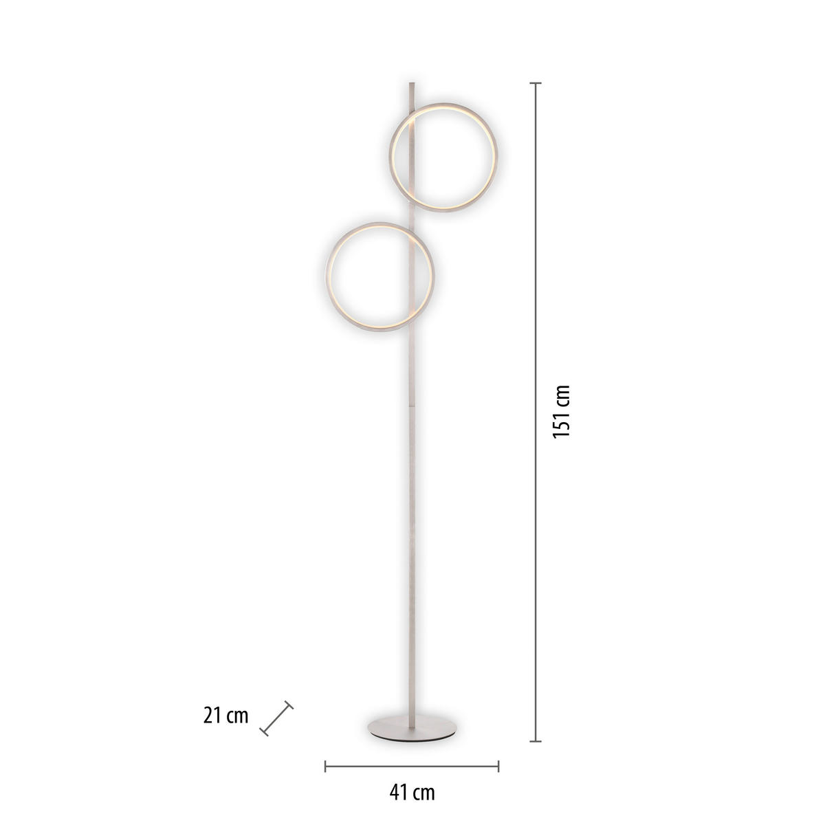 LED-Stehleuchte 40,5/21/151 cm    - Silberfarben, MODERN, Kunststoff/Metall (40,5/21/151cm)