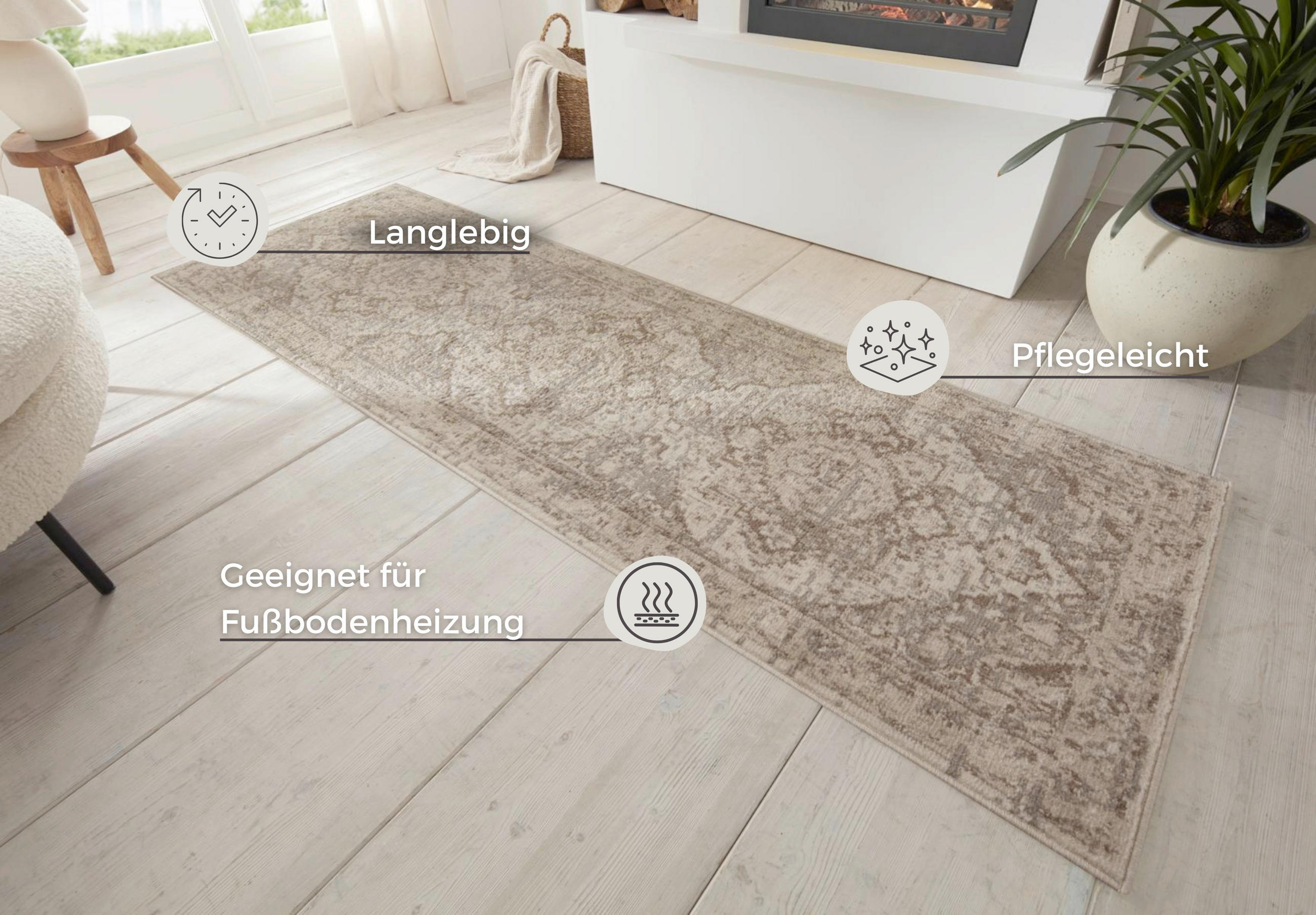 LÄUFER 80/200 cm Terrain  - Creme/Braun, Design, Kunststoff/Textil (80/200cm)