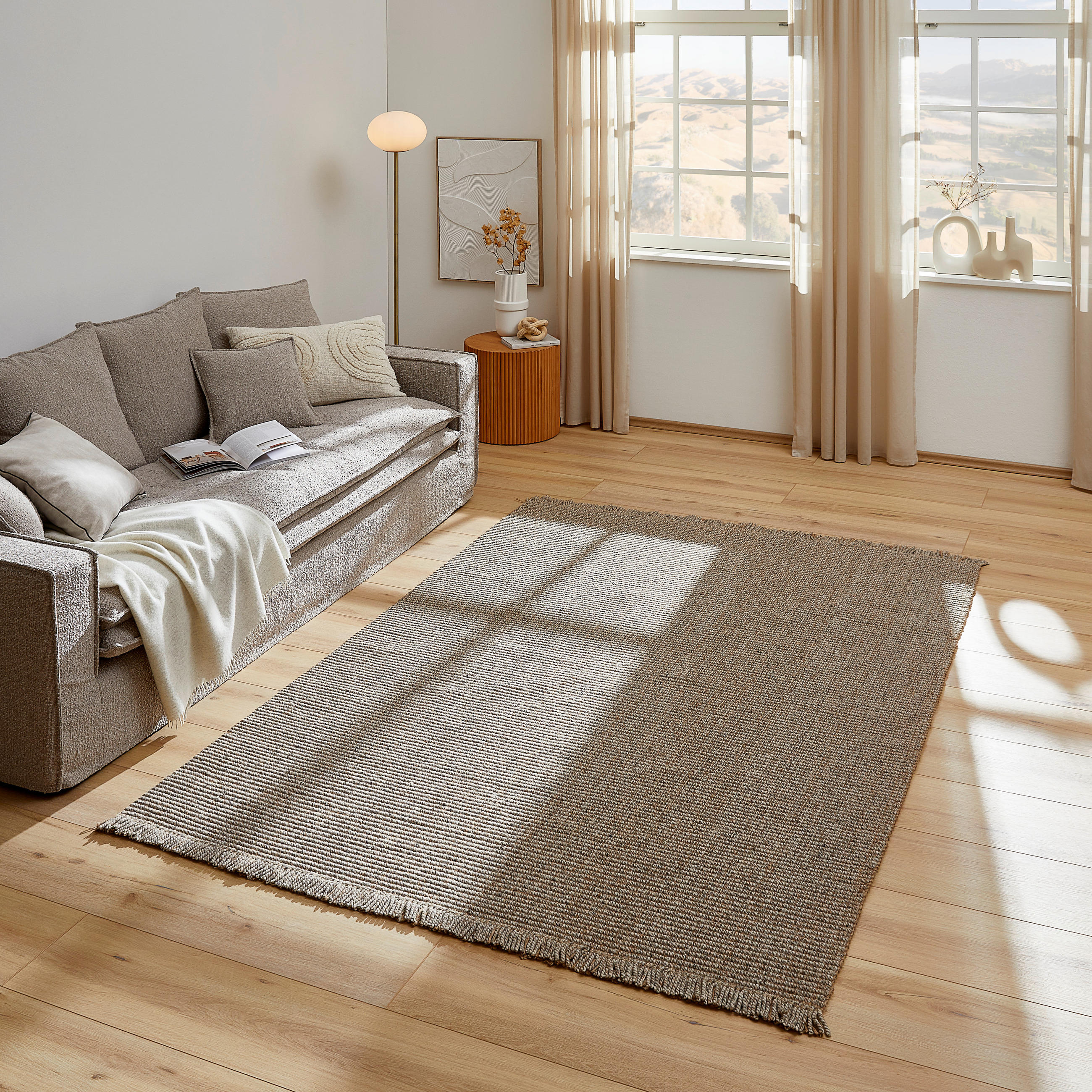 HANDWEBTEPPICH 200/290 cm Naturfarben, Beige  - Beige/Naturfarben, Basics, Textil (200/290cm) - Linea Natura