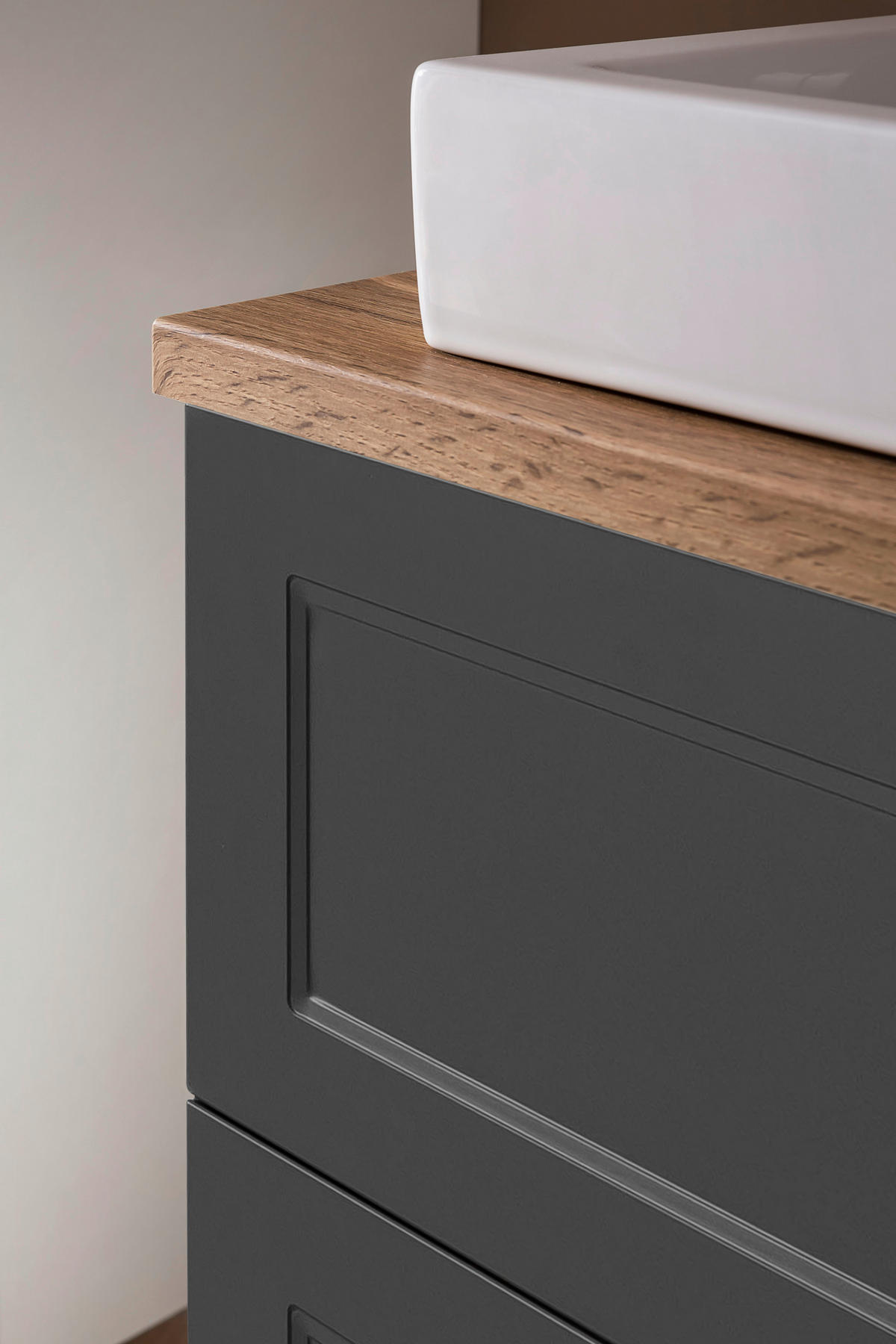 WASCHTISCHKOMBI 80 cm  - Eiche Wotan/Schwarz, ROMANTIK / LANDHAUS, Keramik/Holzwerkstoff (80cm) - Xora