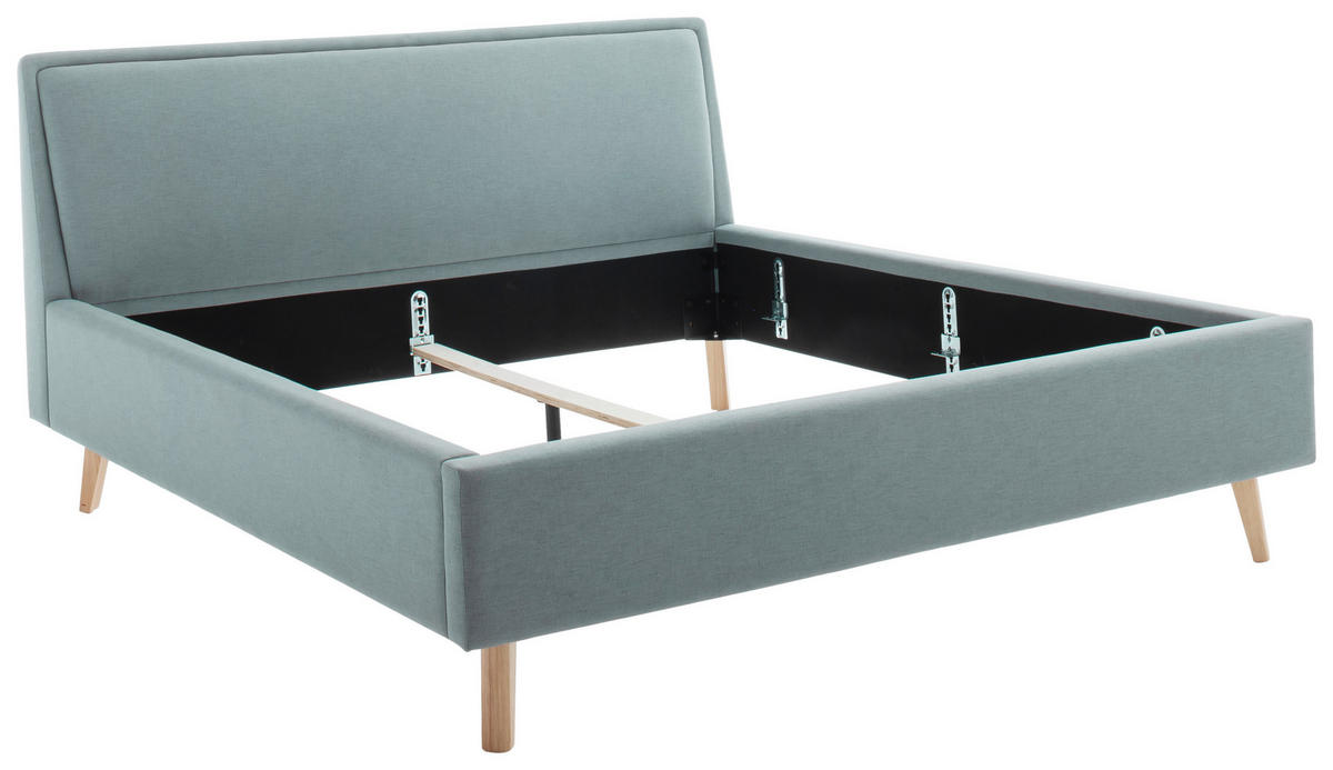 POLSTERBETT 140/200 cm  in Hellblau  - Eschefarben/Hellblau, Konventionell, Holz/Textil (140/200cm) - Livetastic