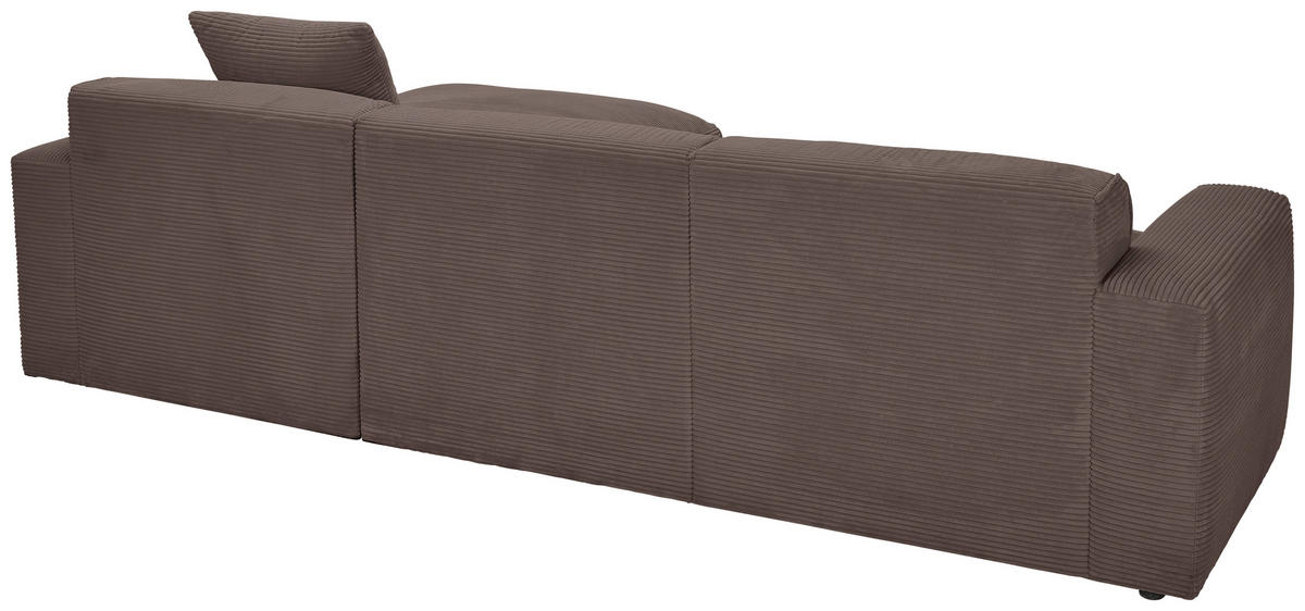 ECKSOFA in Cord Mokka  - Schwarz/Mokka, Design, Kunststoff/Textil (303/196cm) - Livetastic